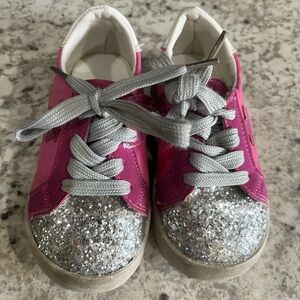 Pink and Silver Glitter Baby Walker Sneakers